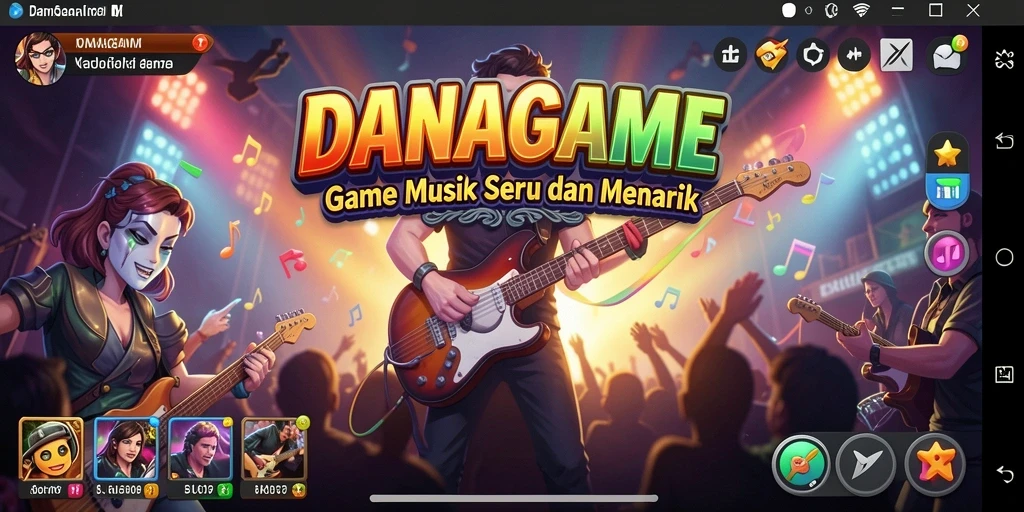 Tampilan gameplay seru DANAGAME dengan variasi lagu menarik.