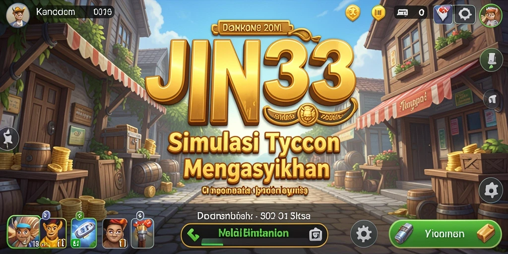 Tampilan gameplay JIN33 dengan elemen manajemen bisnis yang menarik.