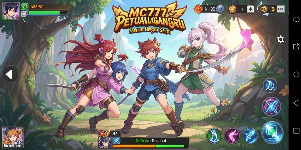 Gameplay seru dari MC777 yang menampilkan karakter anime ikonik.
