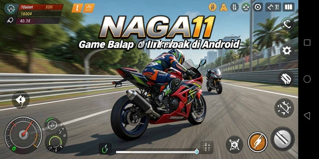 Tampilan gameplay balap motor yang seru di NAGA11.