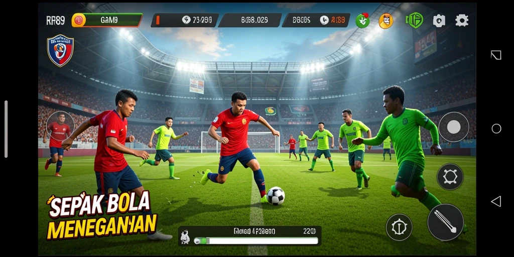 Tampilan gameplay seru dalam game sepak bola RR89 yang memukau.